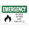 Signmission OSHA EMERGENCY, In Case Of Fire Exit Call 9-1-1, 10in X 7in Rigid Plastic, 7"W, 10" L, Landscape OS-EM-P-710-L-10340 - alternate 1